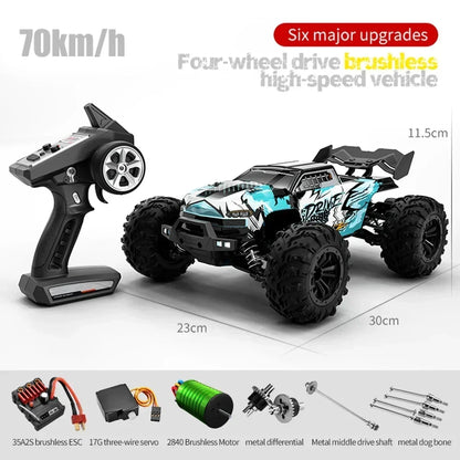 1:16 70KM/H 4WD RC Car With Led Lights 2.4G Radio High Speed Brushless Motor Remote Control Off-Road Cars for Children toys 01