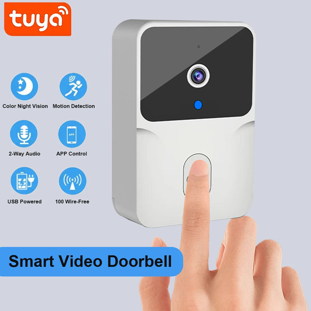 Tuya WiFi Video Doorbell Wireless HD Camera IR Alarm Security Smart Home Door Bell WiFi Intercom for Home ML1T-W