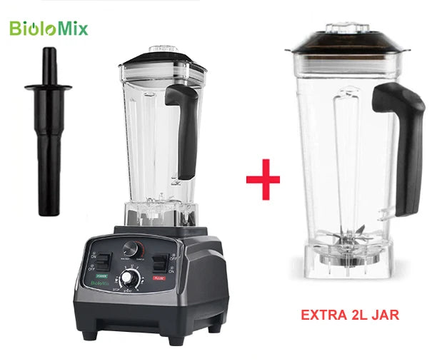 BioloMix 3HP 2200W Heavy Duty Commercial Grade Timer Blender Mixer Juicer Fruit Food Processor Ice Smoothies BPA Free 2L Jar With Extra Jar